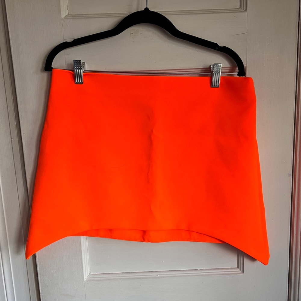 Orange Asymmetrical Structured mini skirt